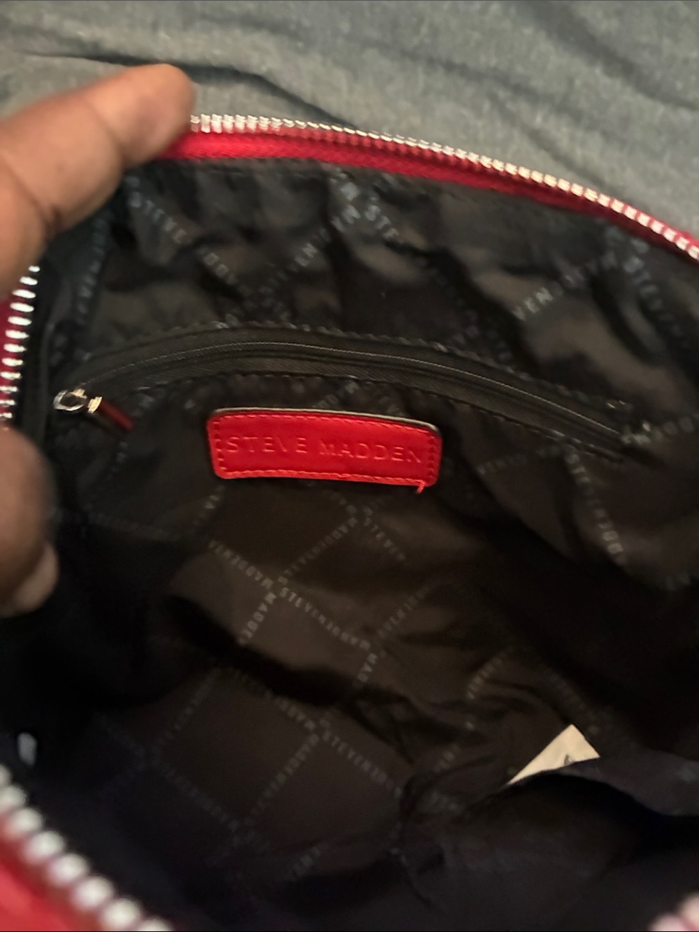 Steve Madden Red Quilted Crossbody with Silver Chain - Picture 6 of 7